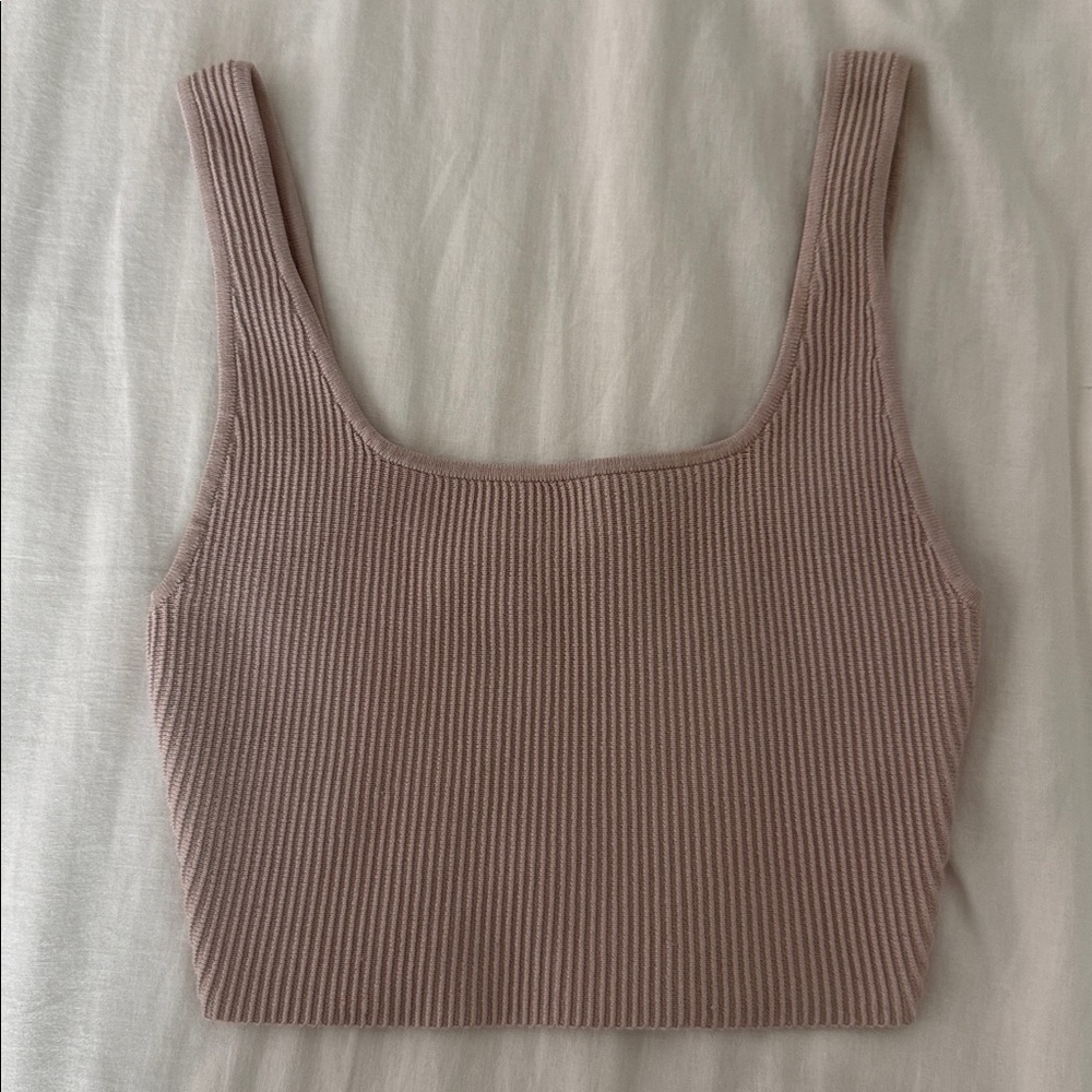 Aritzia Sculpt Ribbed Light Pink Tank Top